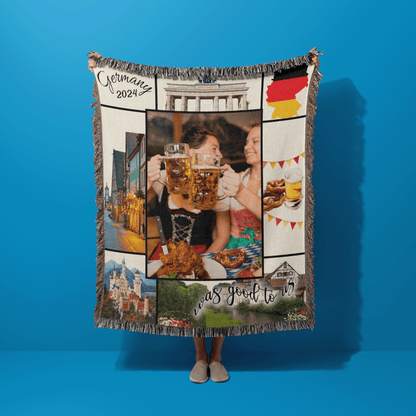 Germany Was Good To Us Custom Photo Memoir Woven Knit Blanket