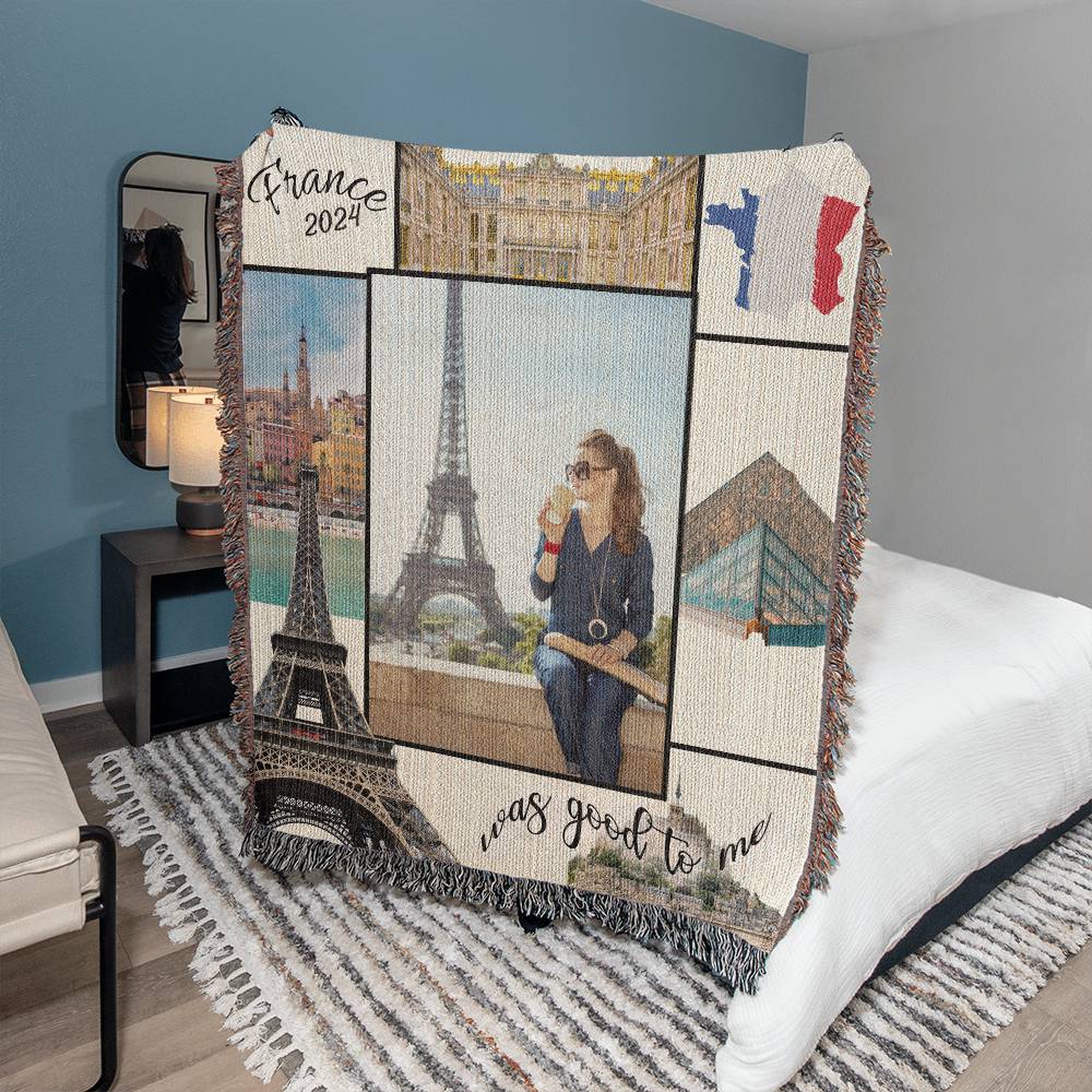 France Was Good To Me Custom Photo Memoir Woven Knit Blanket