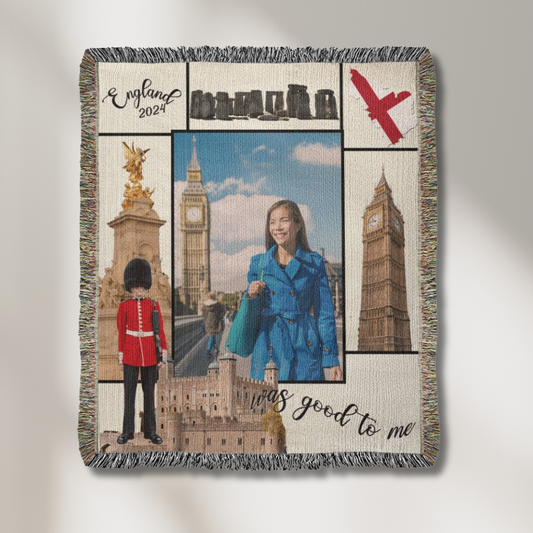 England Was Good To Me Custom Photo Memoir Woven Knit Blanket